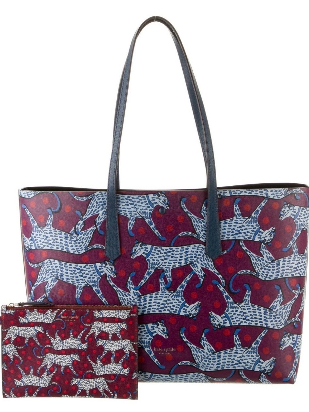 Kate Spade ♠️ Molly Panther Dot Large Tote in Radicchio